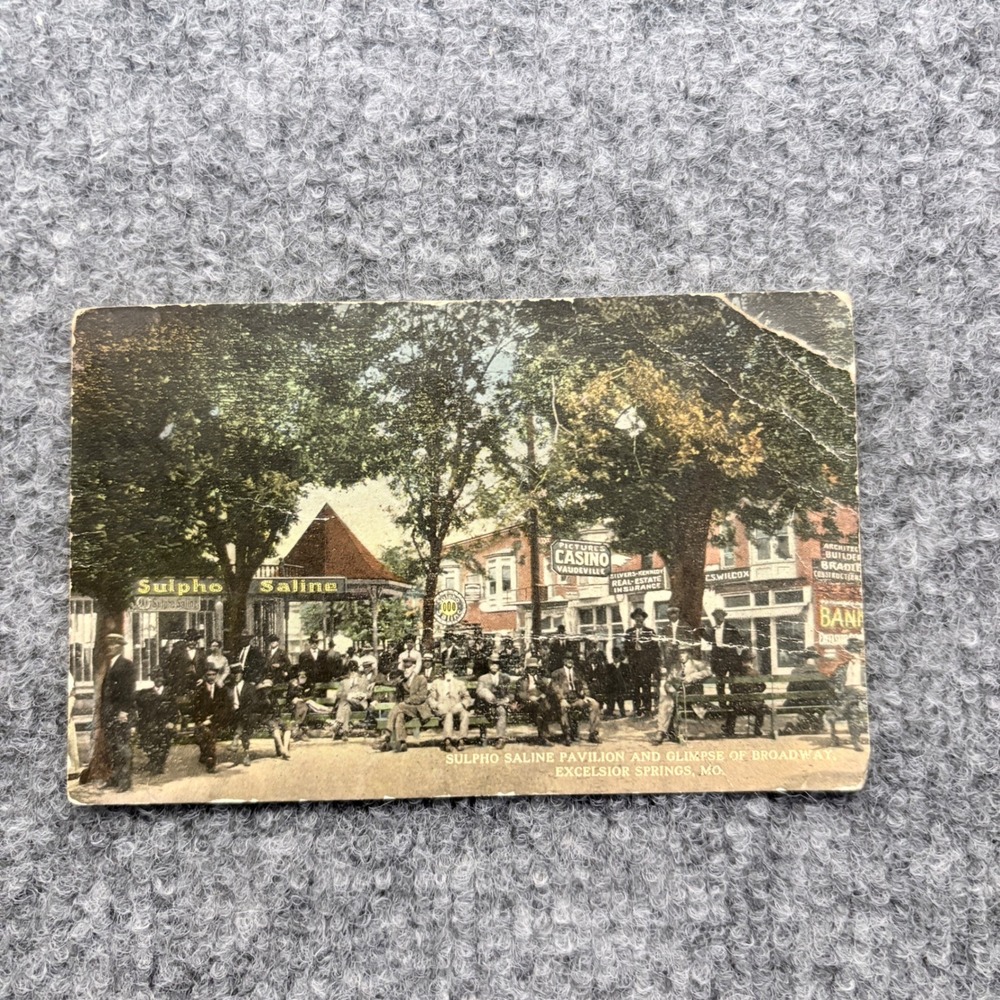 1915 Excelsior Springs MO Postcard Sulpho Saline Pavilion Broadway Casino MO